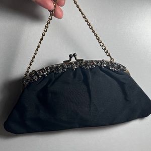 Vintage c1940s black clutch bag